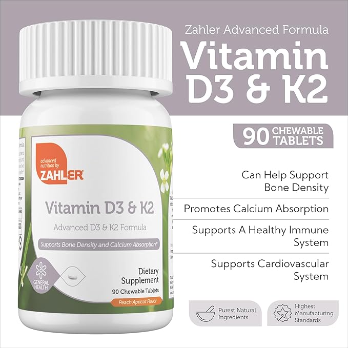 Zahler Vitamin D3 & K2 (90) Chewable Tablets