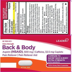 Leader Extra Strength Back & Body Caplets, 100ct