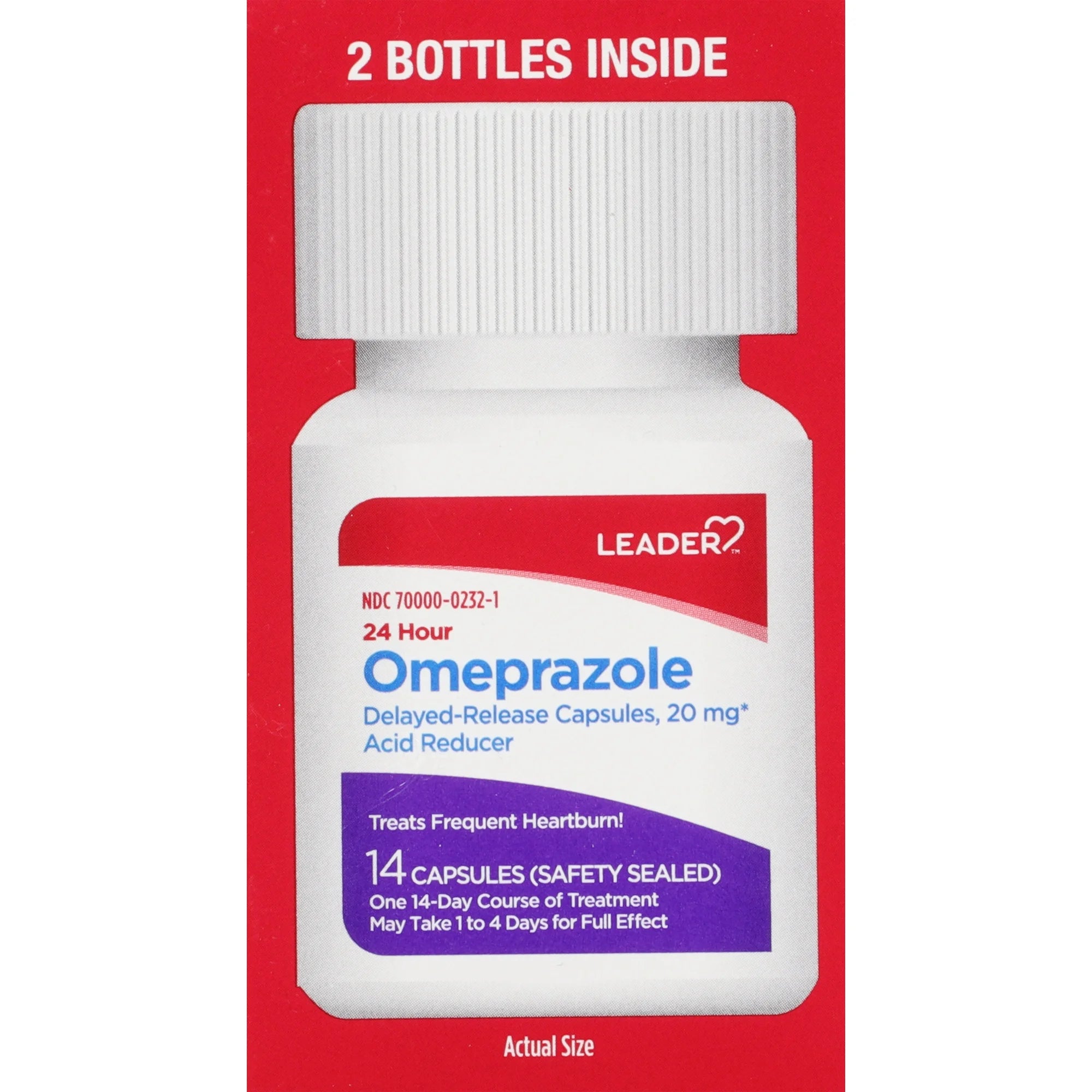 Leader Omeprazole 20mg Delayed-Release Capsules, 28ct for Heartburn & Acid Reflux Relief