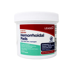 Leader Medicated Hemorrhoidal Pads Witch Hazel 50%, 100 Count - 5 Pack