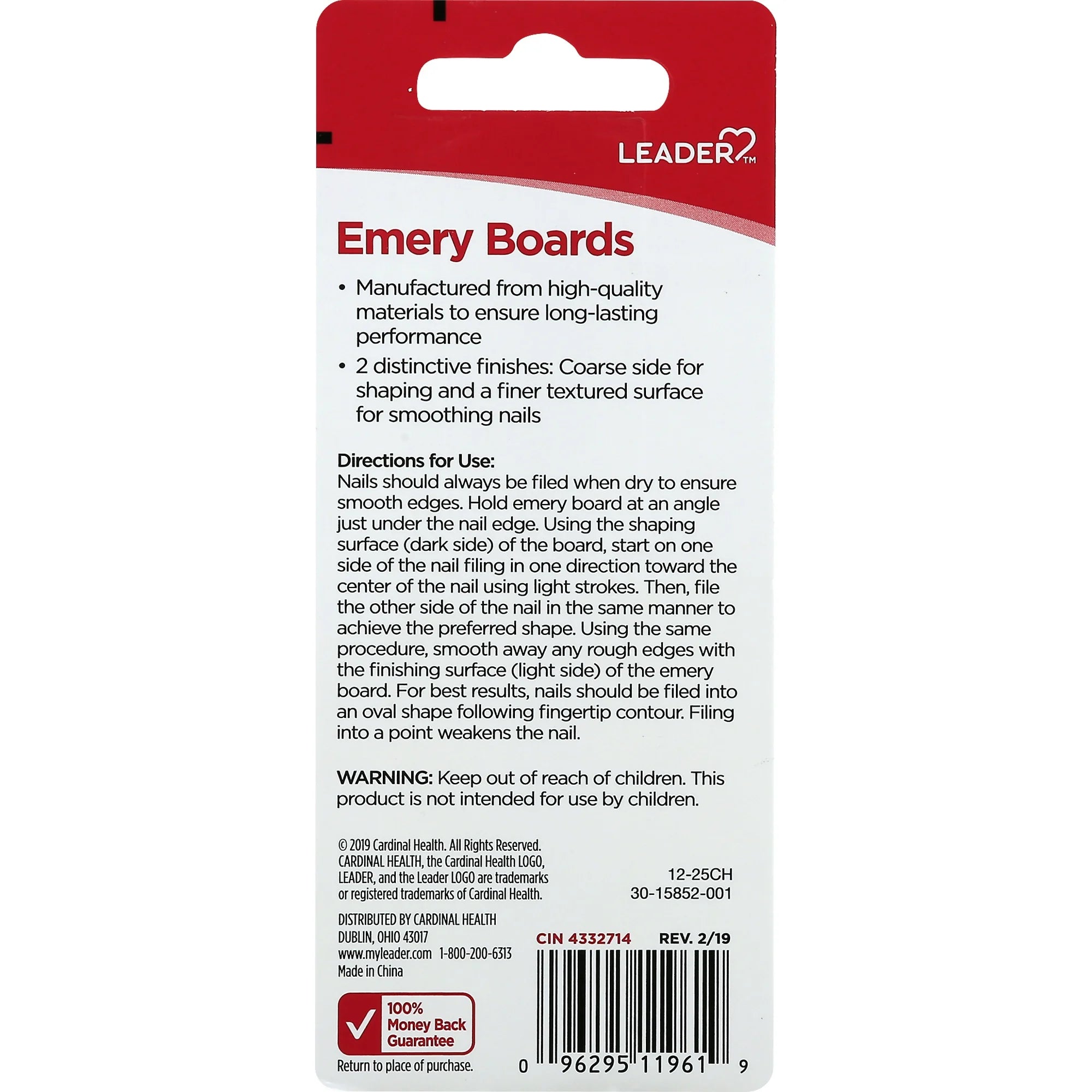 Leader Unisex Orange Emery Nail Filers Boards, Standard, 10ct