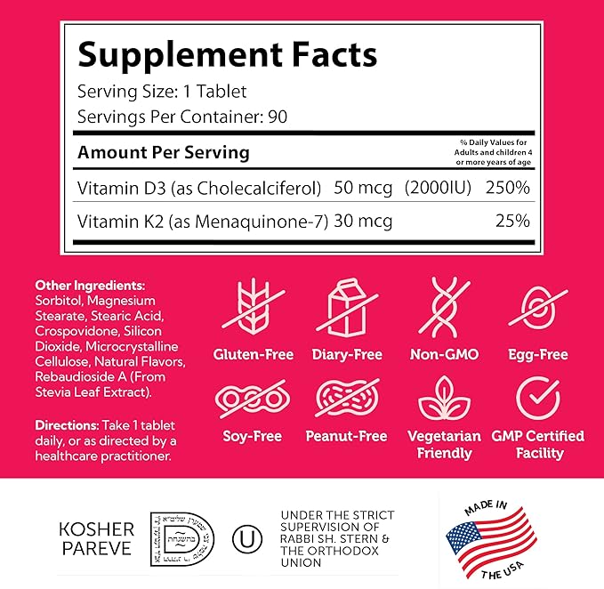 Zahler Junior D3 & K2 (90) Chewable Tablets