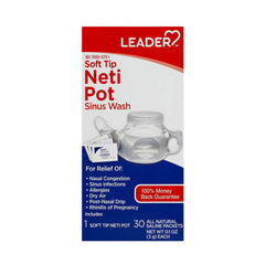 Leader Neti Pot Sinus Wash Kit for Nasal Congestion, Sinusitis, and Allergies +30 Saline Packets