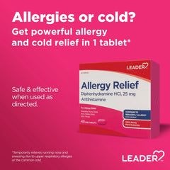 Leader Allergy Relief Mini Tablets, 25mg, 48ct