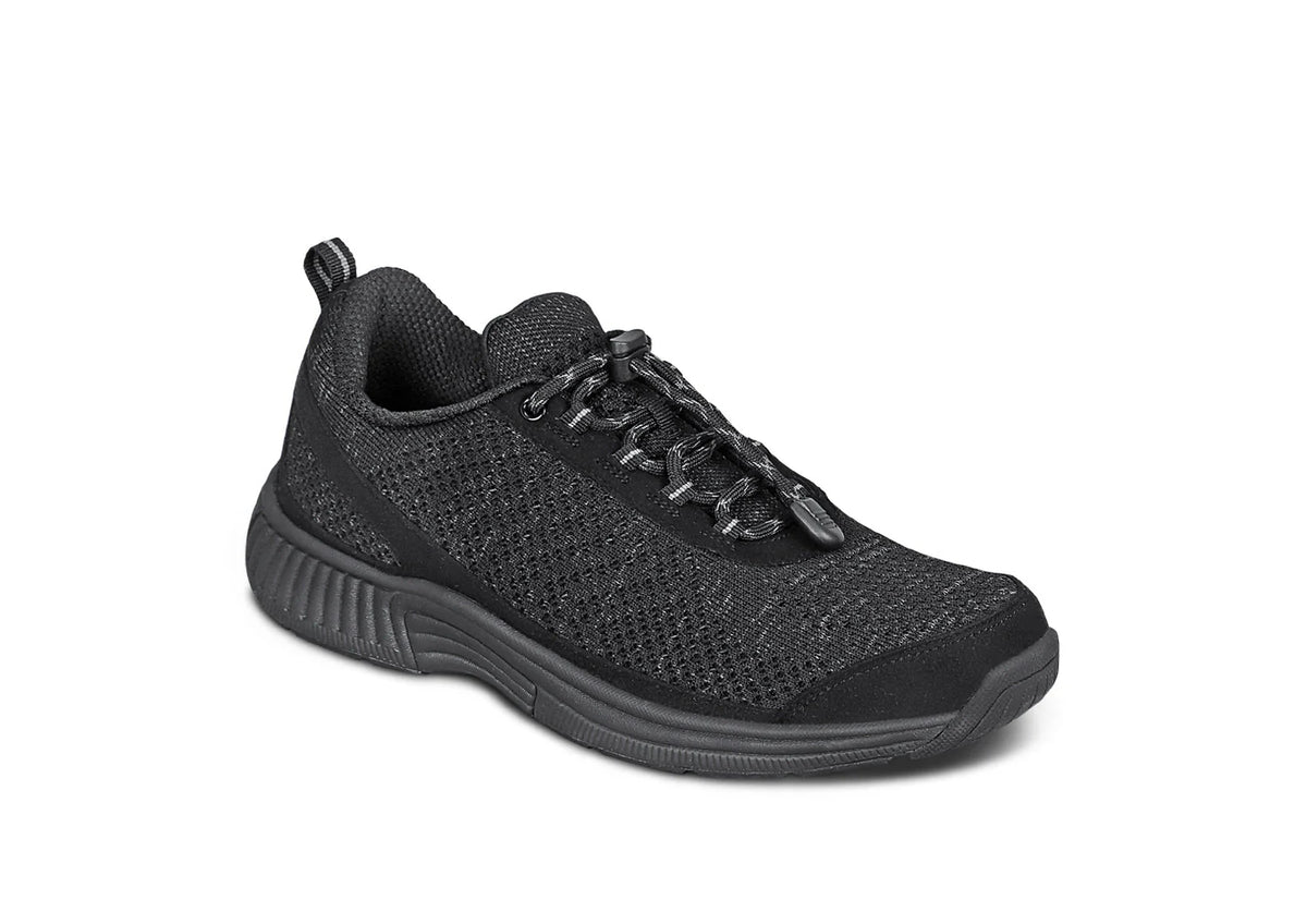 OrthoFeet Coral No-Tie Black Women's Sneakers