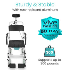 Vive Reclining Shower Commode Transport Chair