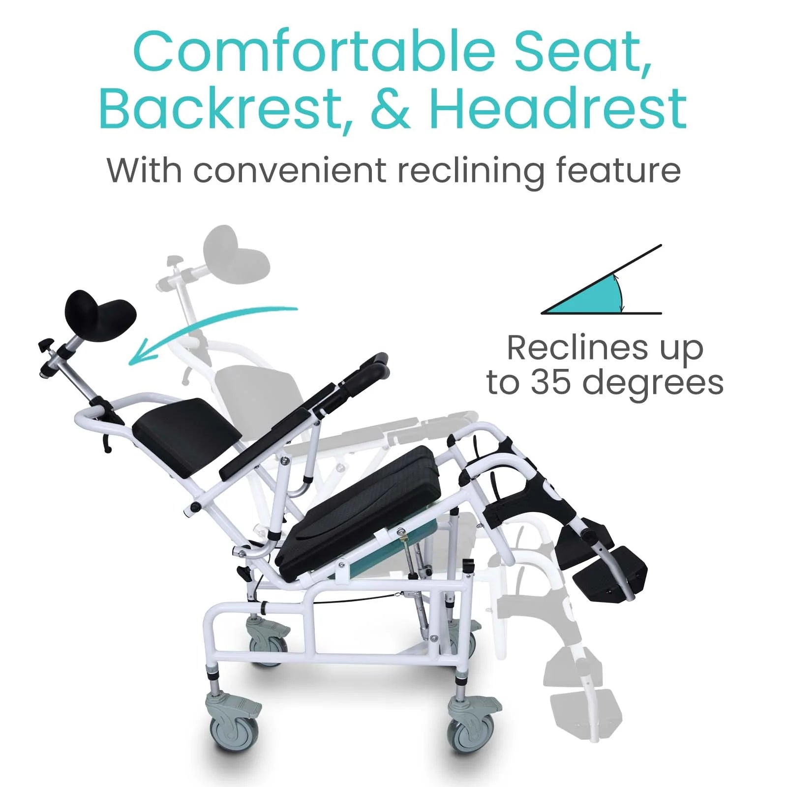 Vive Reclining Shower Commode Transport Chair