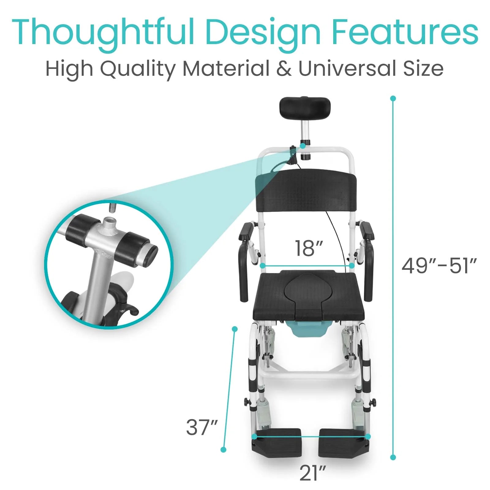 Vive Reclining Shower Commode Transport Chair