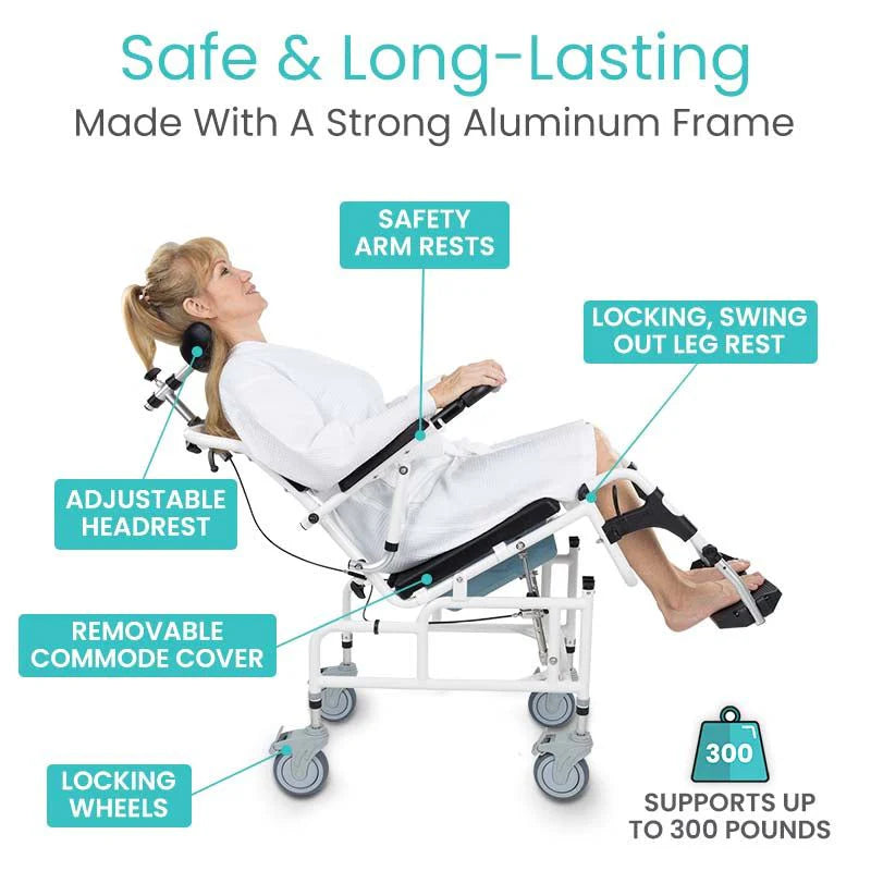 Vive Reclining Shower Commode Transport Chair