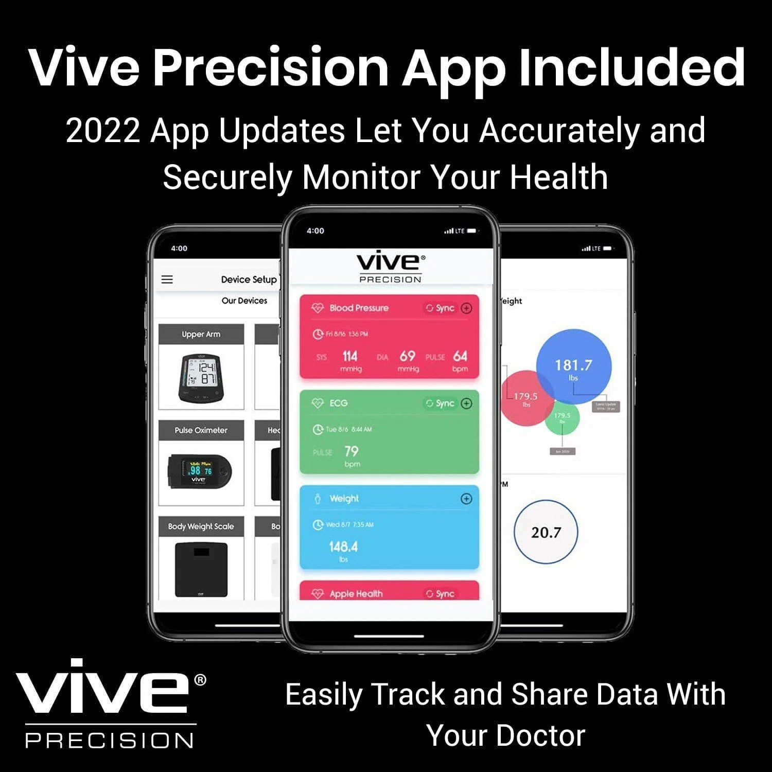 Vive Blood Pressure Monitor Compatible with Smart Devices