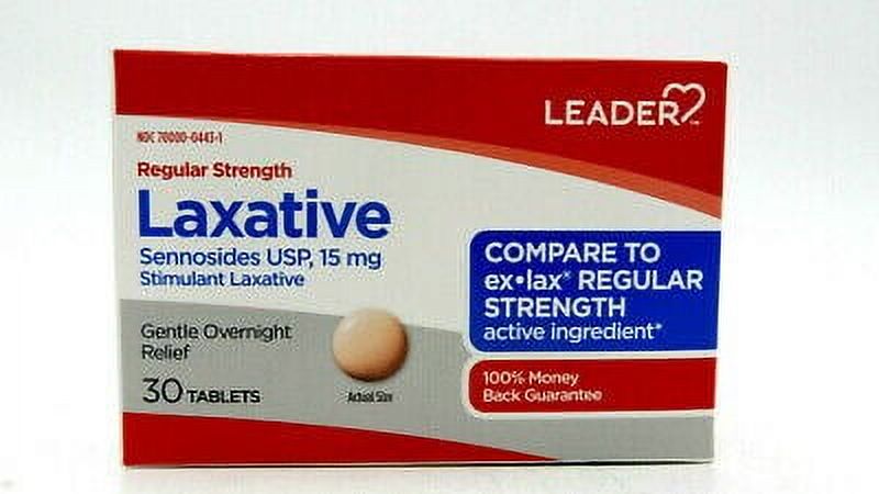 LEADER Laxative Sennosides USP Regular Strength Tablets, 30 Ea, 3 Pack