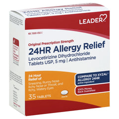 LEADER 24 Hour Allergy Relief with 5 mg of Levocetirizine Dihydrochloride, 35 Count