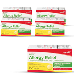 Leader 4 Hour Allergy Relief, Chlorpheniramine Maleate Tablets, Antihistamine, 4 mg, 100 Count (Pack of 4)