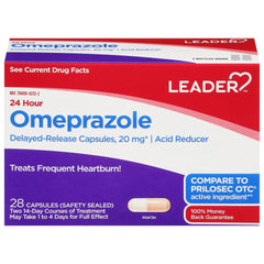 Leader Omeprazole 20mg Delayed-Release Capsules, 28ct for Heartburn & Acid Reflux Relief