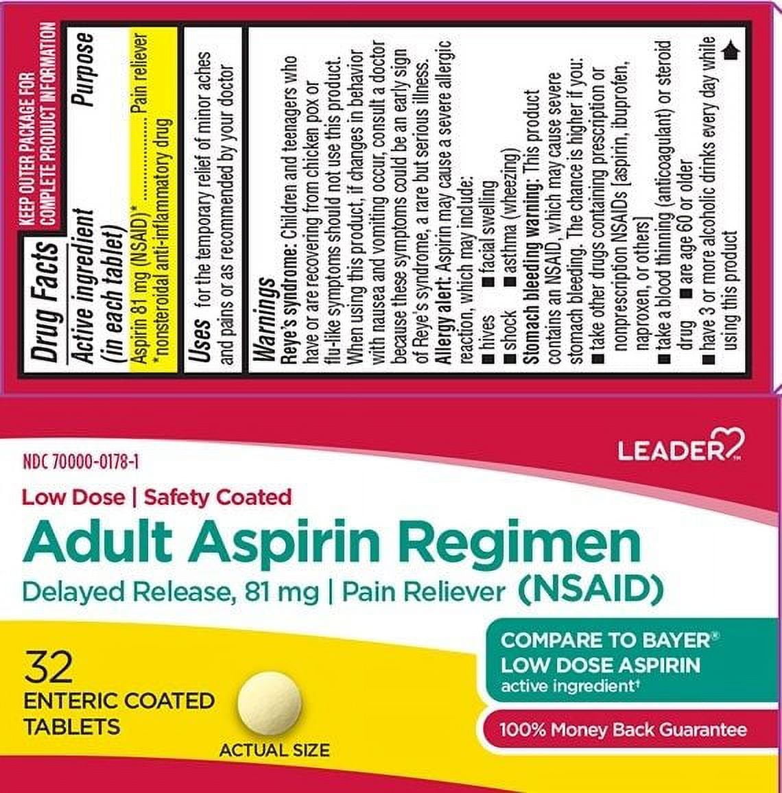 Leader Adult Aspirin Regimen Enteric Coated Tabs, 32ct