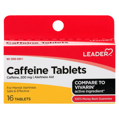 Leader Alertness Aid Caffeine 200mg Tablets, 16 Count