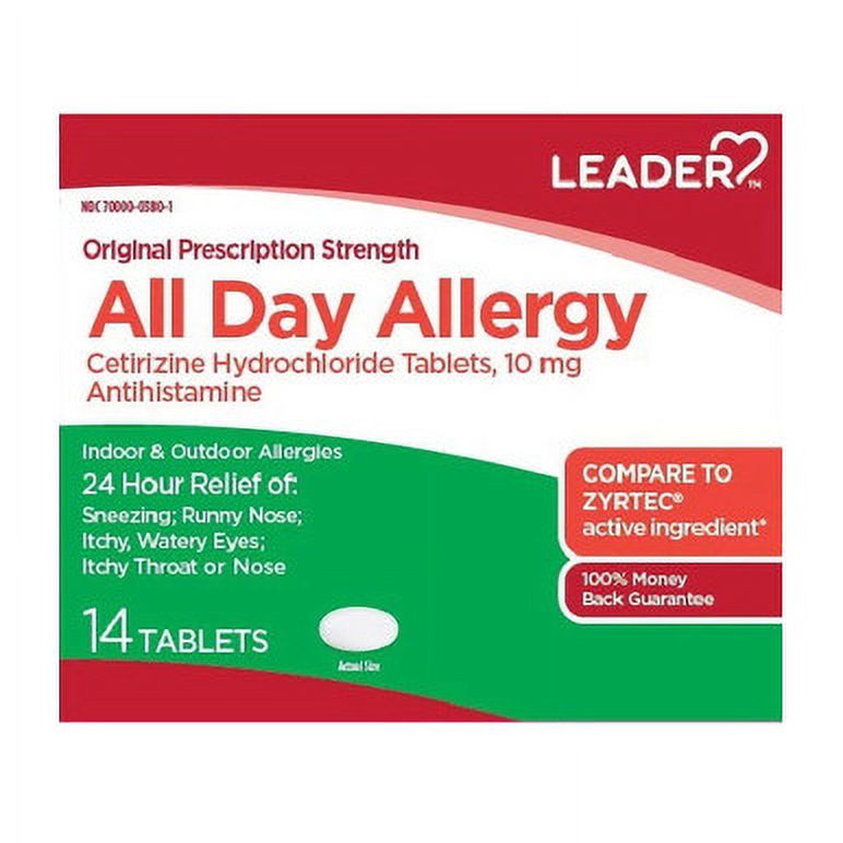 Leader All Day Allergy Cetirizine Hcl 10 Mg Tablets, 14 Ea, 3 Pack