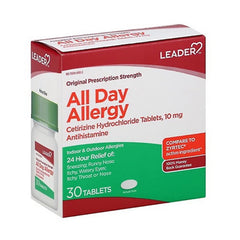 Leader All Day Allergy Cetirizine Hcl 10 Mg Tablets, 30 Ea, 2 Pack