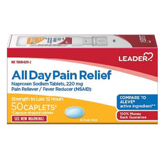 Leader All Day Pain Relief, Naproxen Sodium 220 Mg Tablets, 50 Ea, 2 Pack