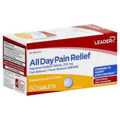 Leader All Day Pain Relief, Naproxen Sodium 220 Mg Tablets, 50 Ea, 6 Pack