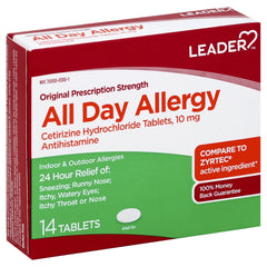 Leader Allergy, All Day, 10mg, Tab, 14 ct. 096295134780394