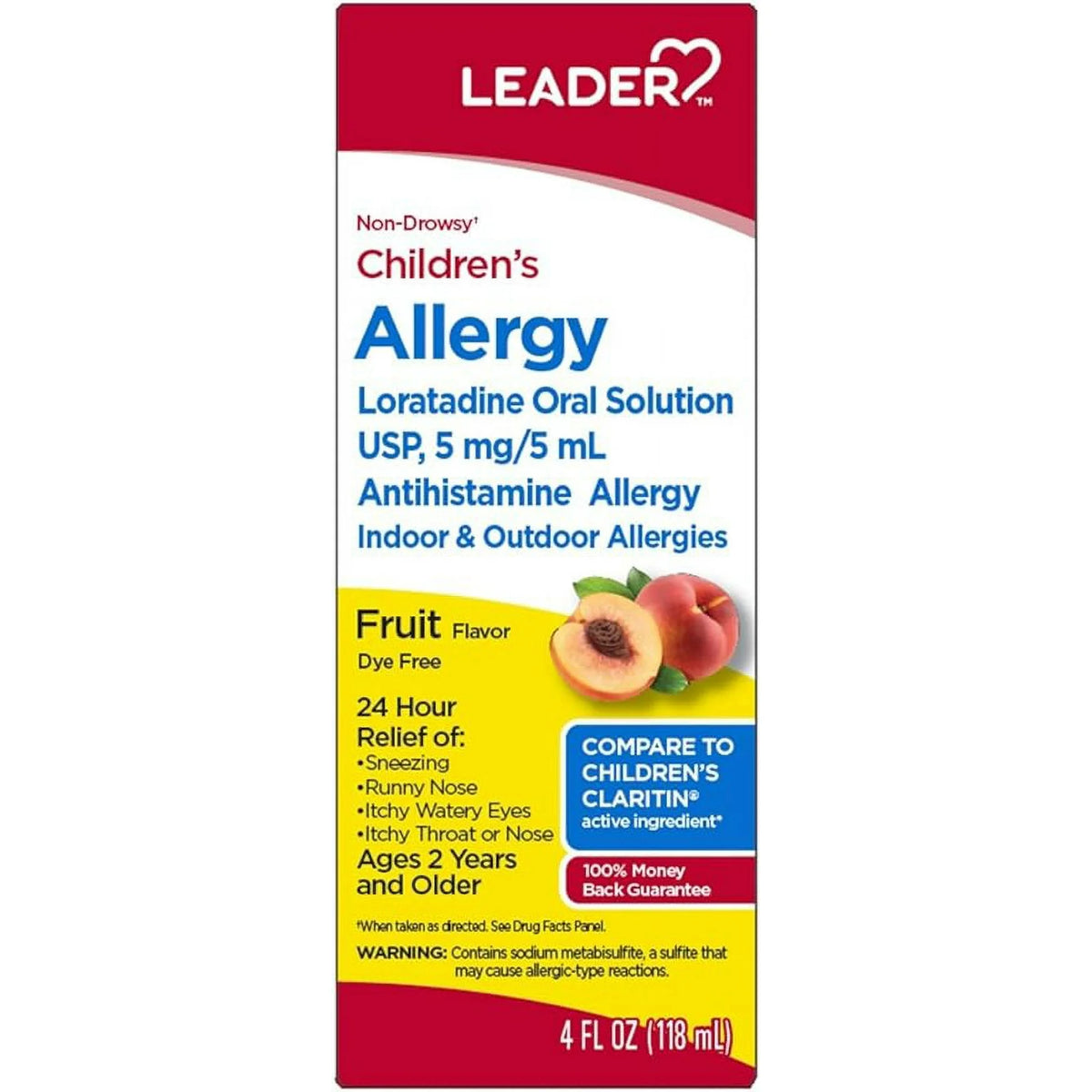 Leader Allergy Medicine Relief 5Mg Oral Liquid Solution Fruit Flavo,R 4 Oz, 2 Pack