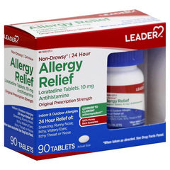 Leader Allergy Relief, Original Prescription Strength, 10 Mg, Tablets, 90 Ea..