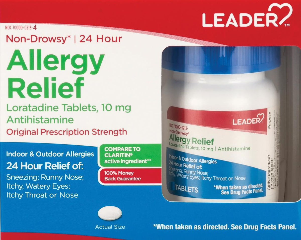 Leader 24 Hour Allergy Relief - Loratadine 10mg Non-Drowsy Antihistamine, 90 Ct