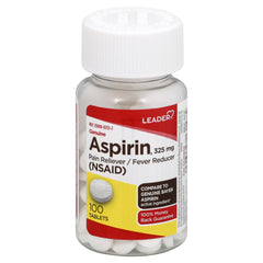 Leader Aspirin Tablets, 325mg, 100 Count – Pain Relief and Fever Reducer