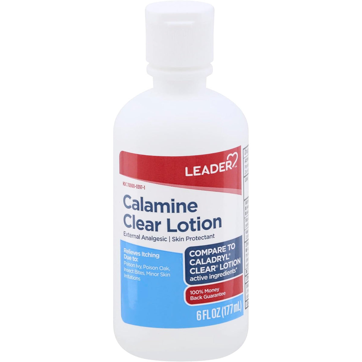 LEADER Calamine Anti-Itch Lotion, Medicated External Analgesic Skin Protectant Lotion for Fast-Acting Itch Relief, Poison Ivy, Insect Bites, Chicken Pox, 6 oz (Compare to Caladryl)