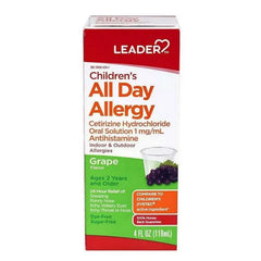 Leader Childerns Allergy Hydrochloride Oral Solution, Grape Syrup, 4 Oz..