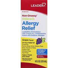 Leader Childrens Allergy Relief Loratadine Oral Solution, Grape Flavor, 4 Oz