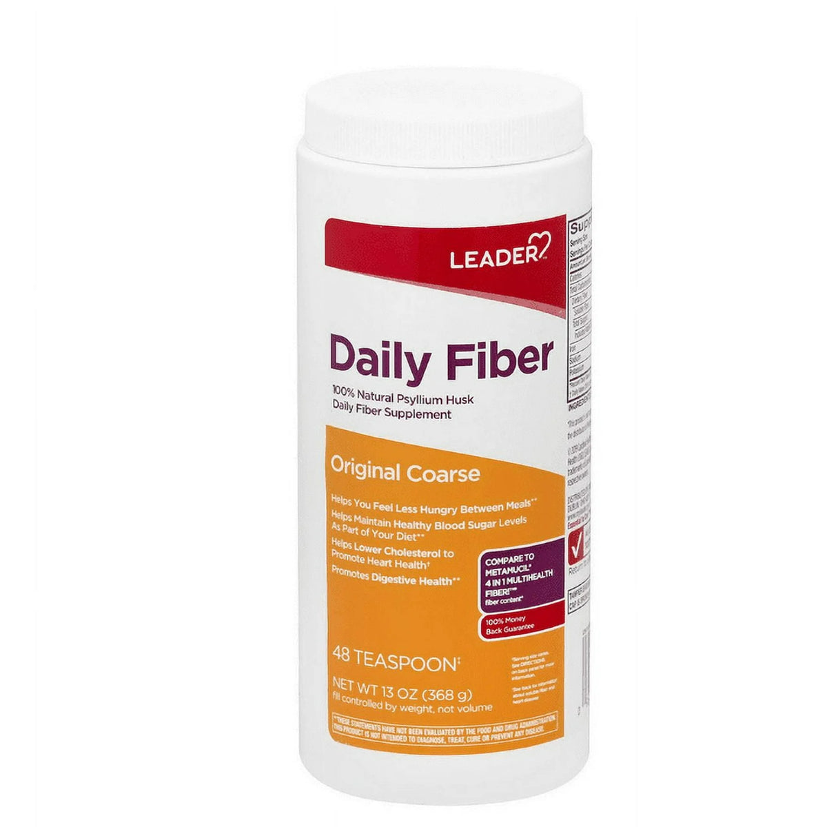 Leader Daily Fiber, 100% Natural Psyllium Husk, Original Coarse, 20.3 oz Digestive Health Support