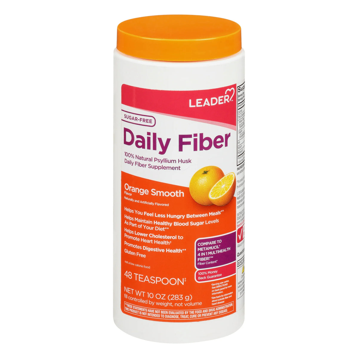 Leader Daily Fiber Powder, Orange Smooth Flavor, 10 oz