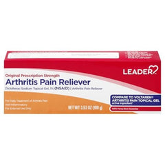 Leader Arthritis Pain Relief Gel, Original Prescription Strength, Diclofenac Sodium Topical Gel 1%, for Adults, Both Men & Women, and Children 12+, Compare to Voltaren, 3.53 Oz