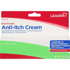 LEADER Anti-Itch Cream Extra Strength, Topical Analgesic, Skin Protectant, Outdoor Itch Relief for Poison Ivy and Insect Bites, for Adults and Kids, Diphenhydramine Hydrochloride 2%, 1 oz