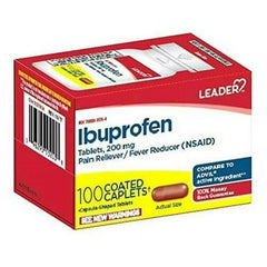 Leader Ibuprofen 200 Mg Pain Reliever And Fever Reducer Caplets, 100 Ea, 2 Pack