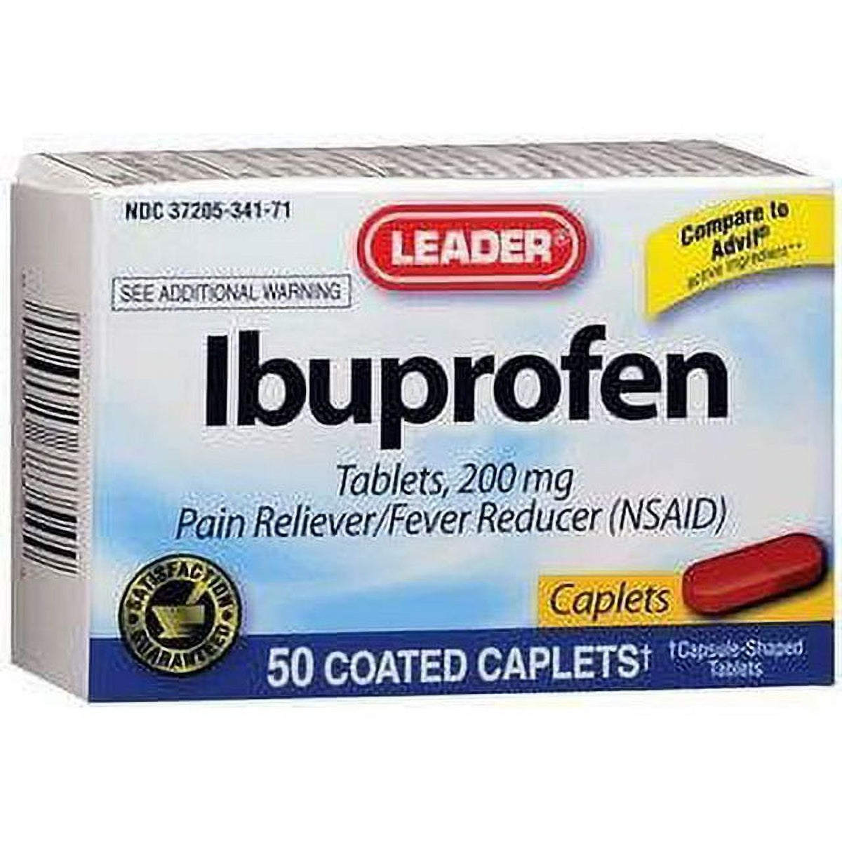 Leader Ibuprofen 200 Mg Pain Reliever And Fever Reducer Caplets, 50 Ea, 2 Pack