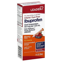 Leader Ibuprofen, Dye-Free, Berry Flavor, Infants, Concentrated Drops, 1 Oz, 3 Pack