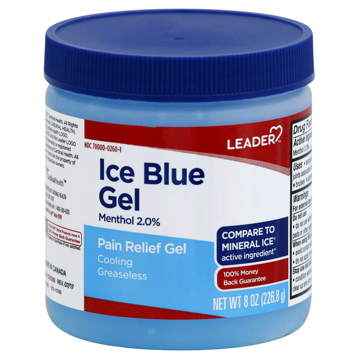 Leader Ice Blue Gel Pain Relief, 8 oz – Over-the-Counter Cooling Gel