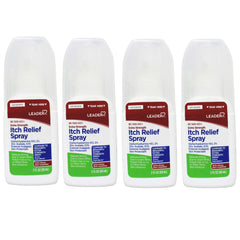 Leader Itch Relief Spray, Diphenhydramine HCl 2% and Zinc Acetate 0.1%, 2 Fl Oz - 4 Pack