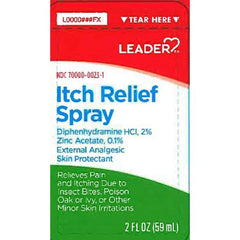 Leader Itch Relief Spray, Diphenhydramine HCl 2% and Zinc Acetate 0.1%, 2 fl oz.