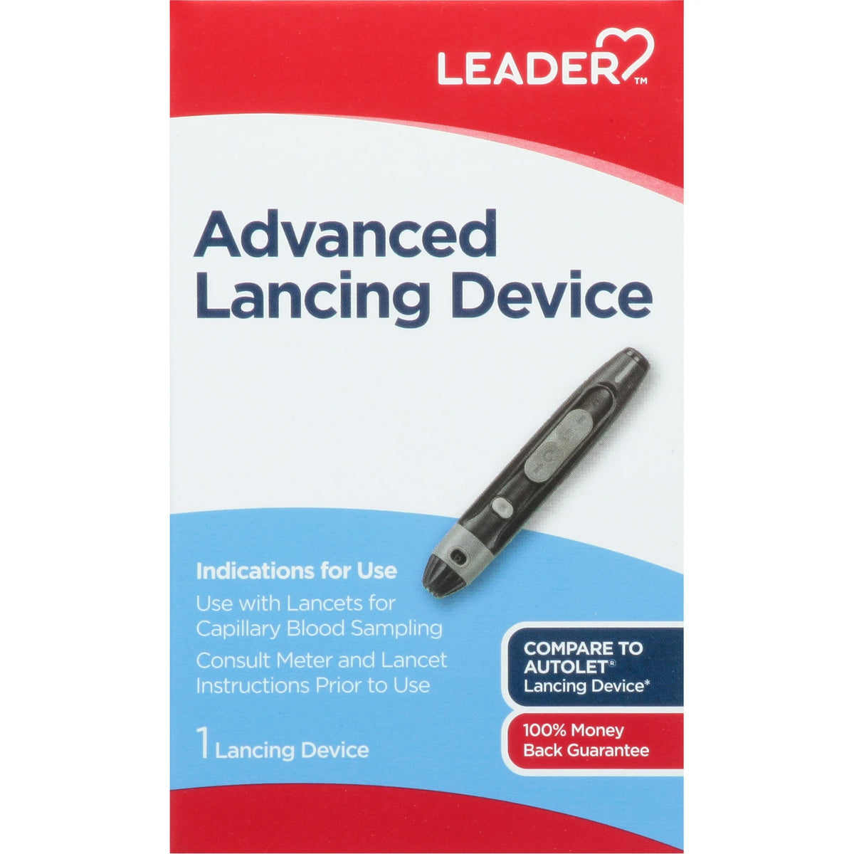 Leader Lancing Device, 1ct - Adjustable Comfort & Precision for Blood Glucose Testing