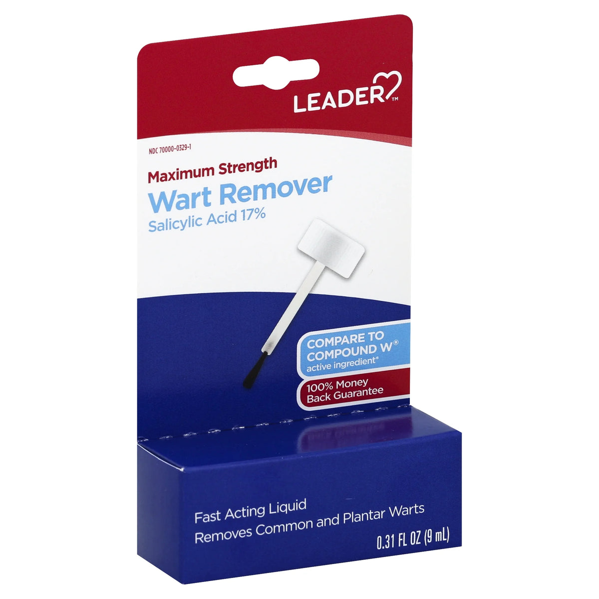 Leader Max Strength Wart Remover Liquid, 0.31 oz, Fast-Acting Salicylic Acid, Easy Application, 1 Pack