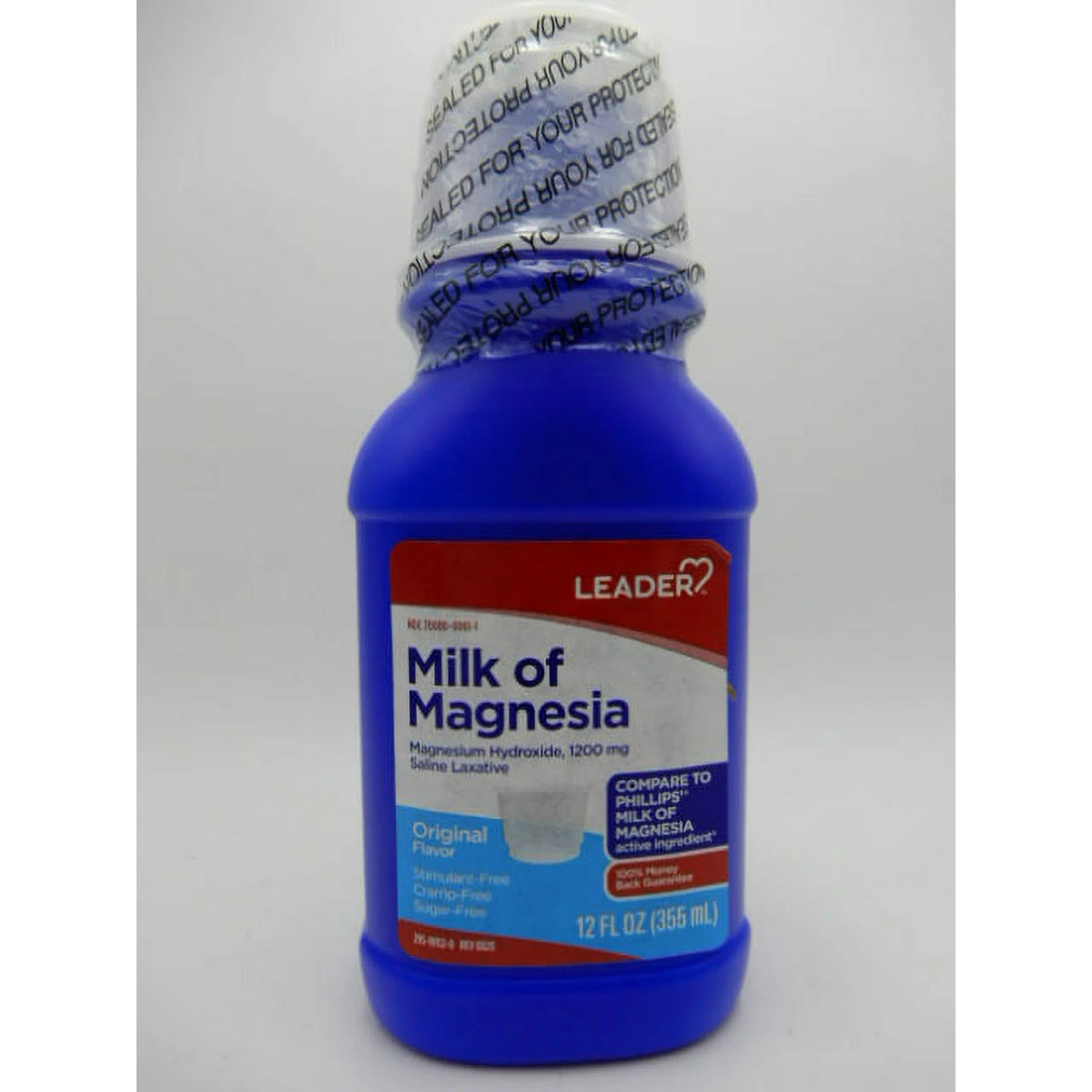 Leader Milk of Magnesia Magnesia Hydroxide 1200 mg Saline Laxative, Original 12 Fl Oz