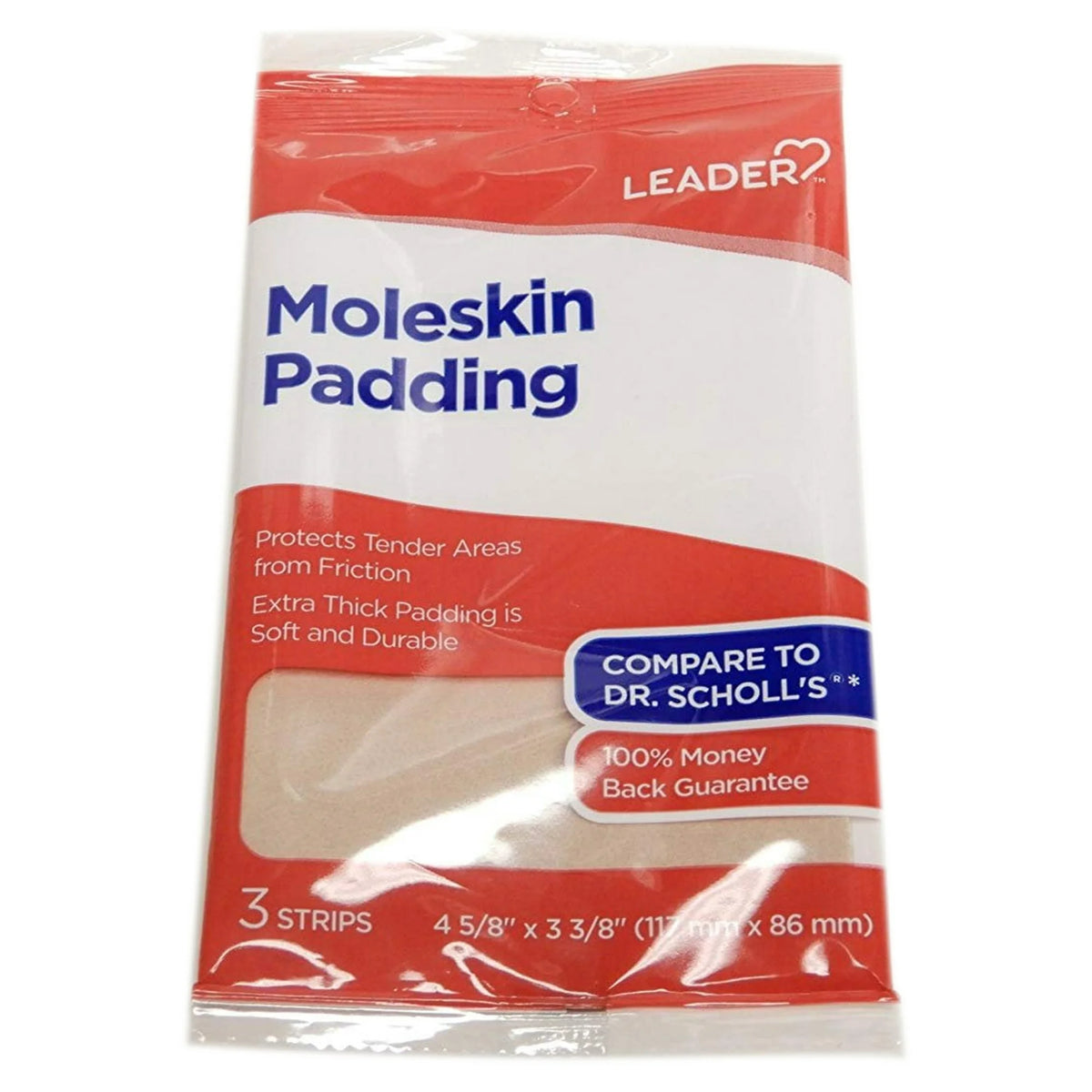 Leader Moleskin Extra Thick Padding Protects Tender Area From Friction, 3ct