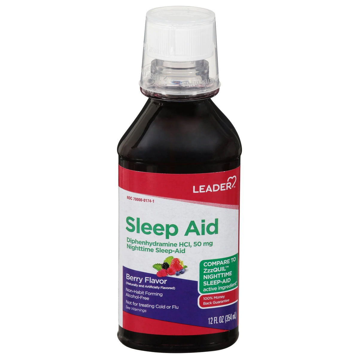 Leader Nighttime Sleep Aid, Berry, 12oz. Bottle