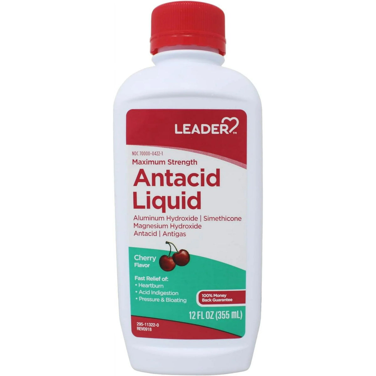 Leader OTC Maximum Strength Antacid Liquid, Fast Relief for Indigestion & Heartburn, 12 oz