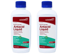 Leader Regular Strength Antacid Liquid, Cool Mint, 12 fl oz - 2 Pack