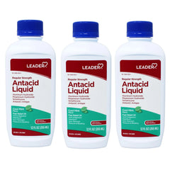 Leader Regular Strength Antacid Liquid, Cool Mint, 12 fl oz - 3 Pack